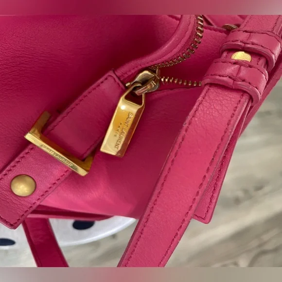 YSL Saint Laurent Classic Y Cabas Fuchsia Leather Satchel - Picture 4 of 16